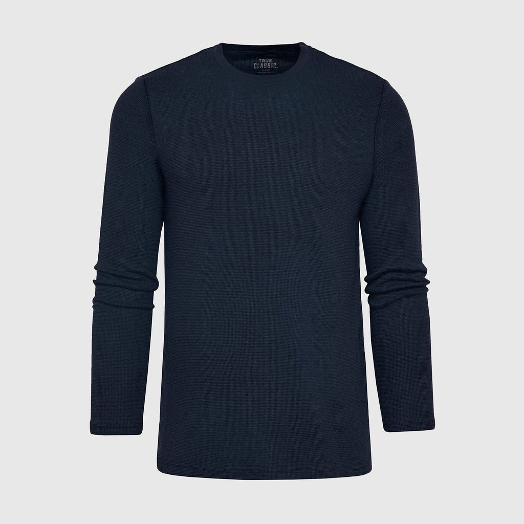 Navy Waffle Long Sleeve Crew Neck