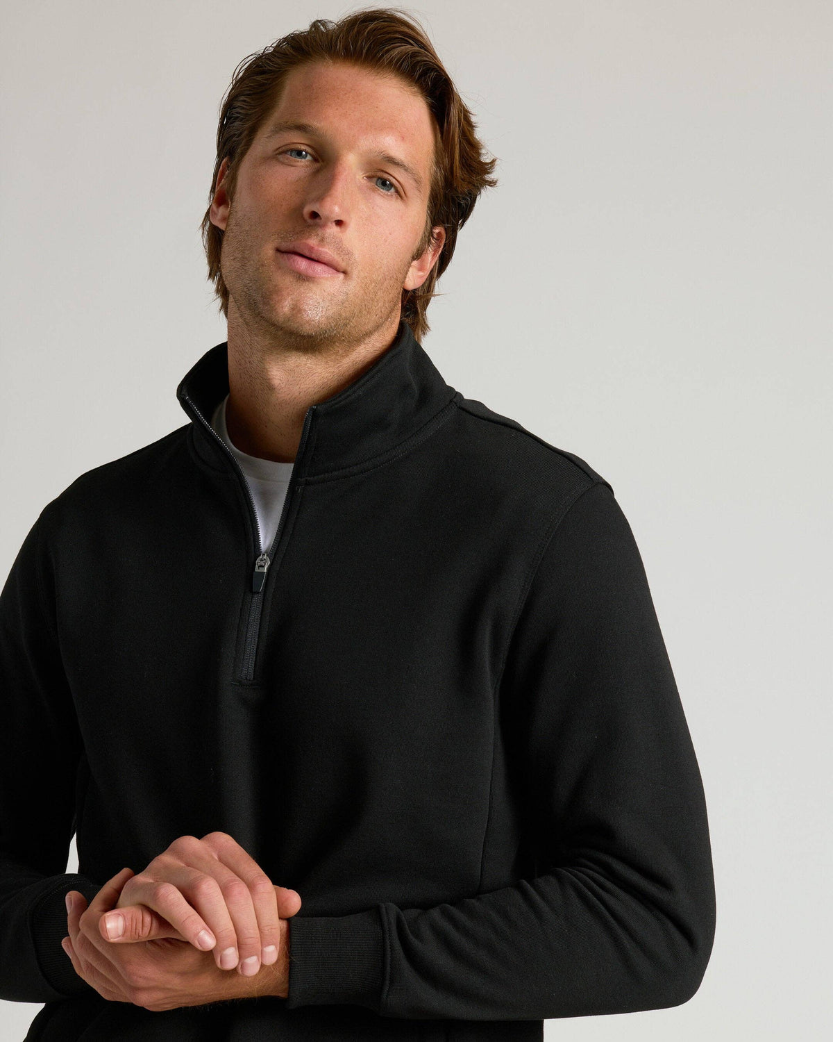 Black Half Zip Fleece Sweatshirt