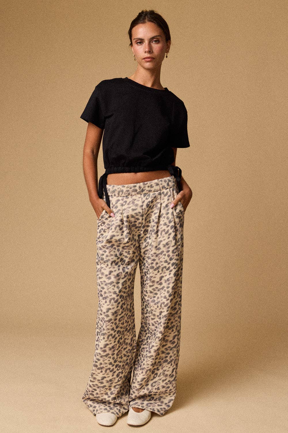 Leopard Print Wide Leg Pants