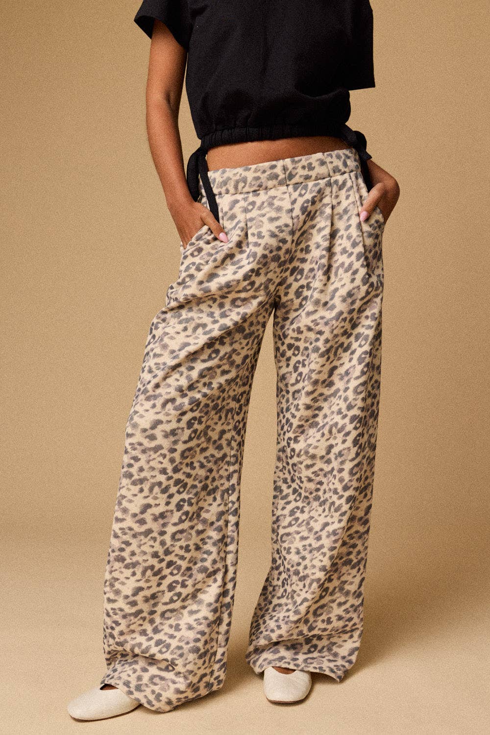 Leopard Print Wide Leg Pants