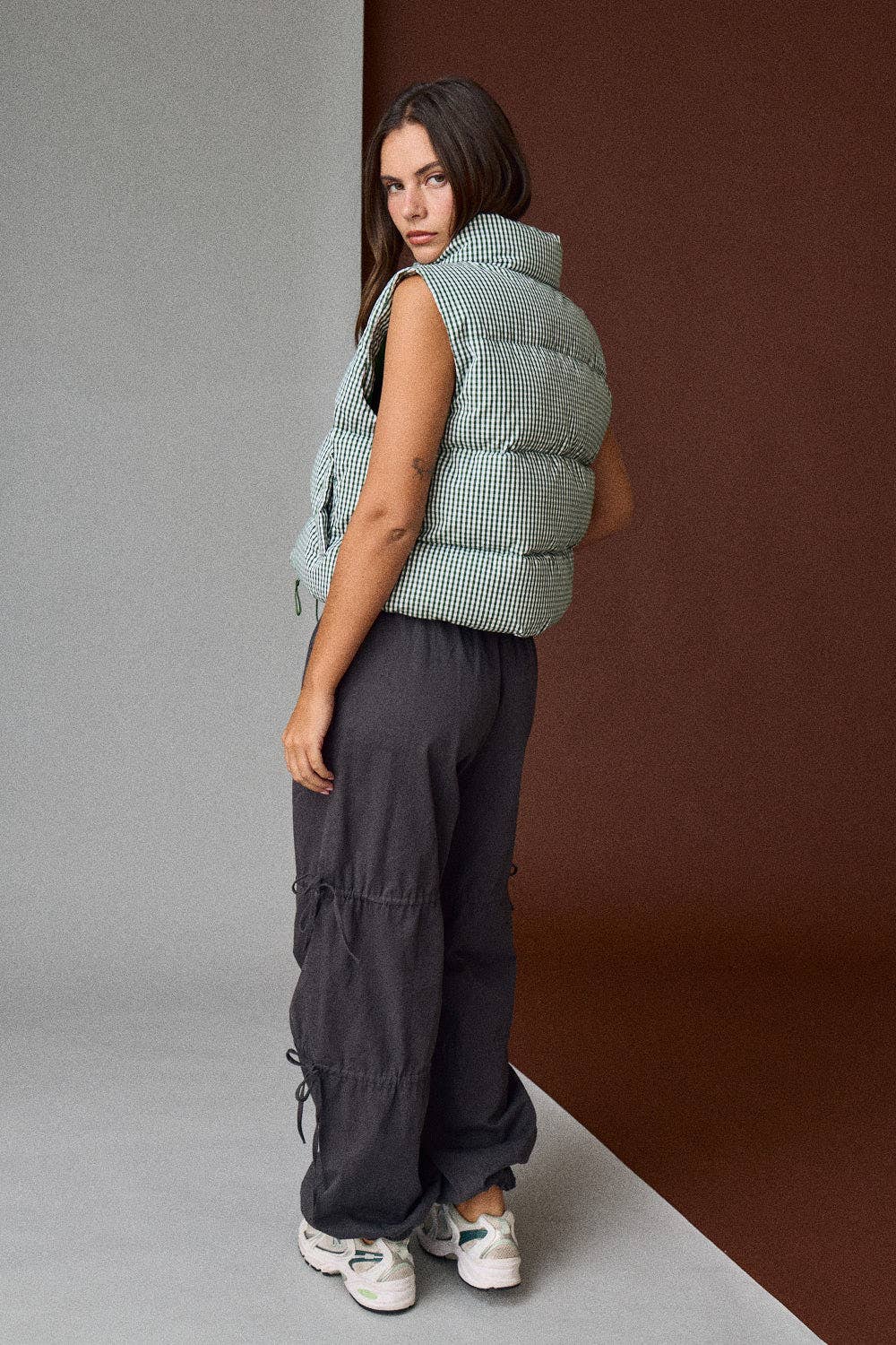 Gingham Puffer Vest