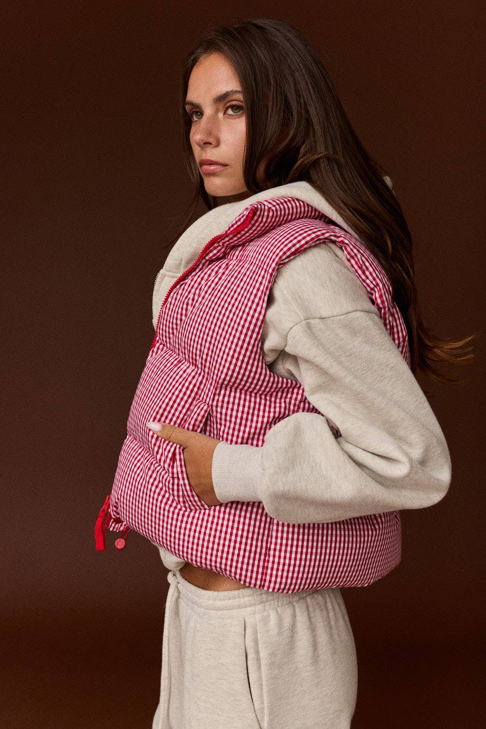 Gingham Puffer Vest