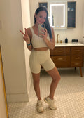 Astoria Luxe Balance Ruched Sports Crop - Beige Gingham