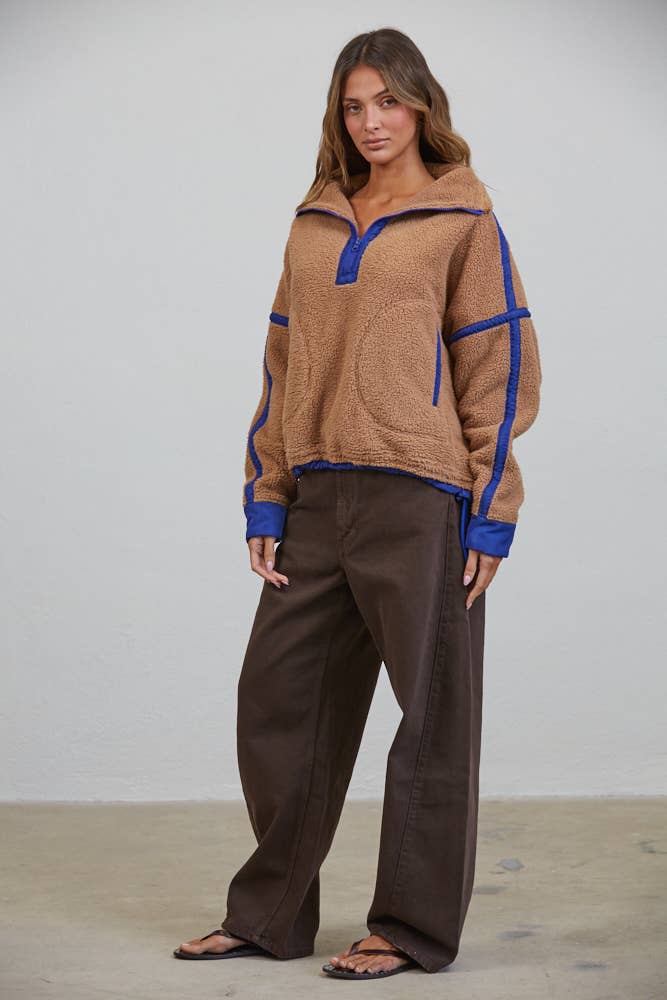 Teddy Sherpa Fleece Half Zip Pullover