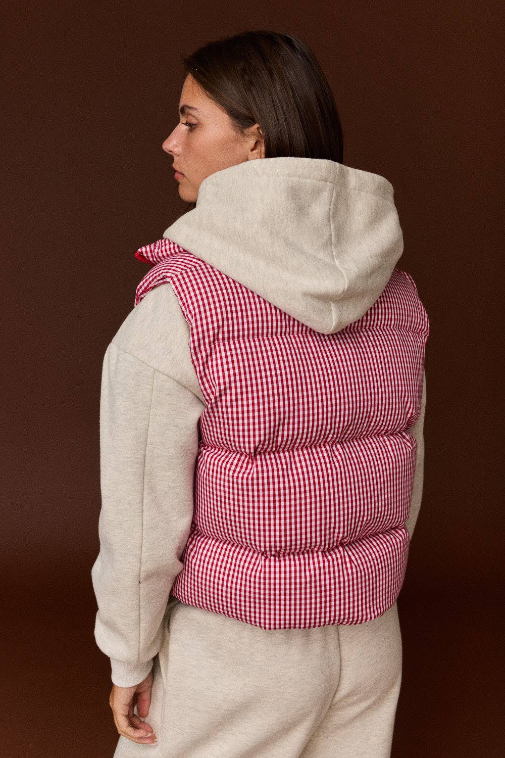Gingham Puffer Vest